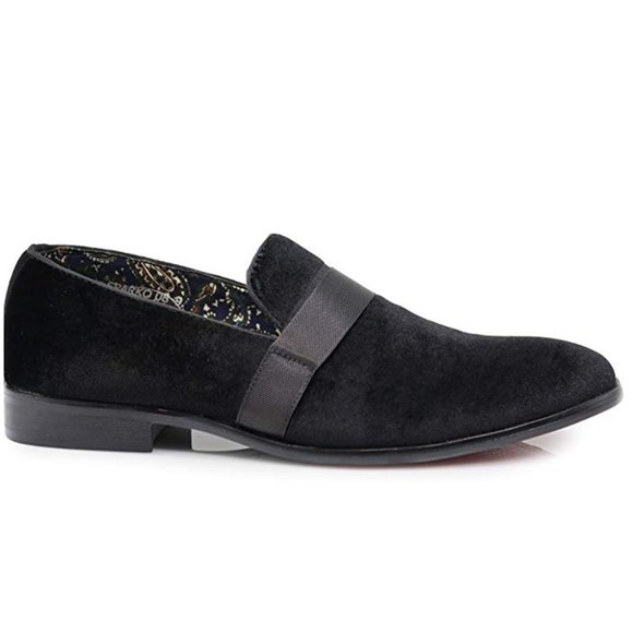 Men's Plain Velvet Dress Loafers - Picture 2 of 3